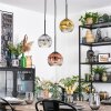 Ripoll hanging light, globe light, pendant light gold, clear, coppery, Smoke-coloured, 3-light sources