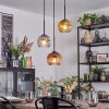 Ripoll hanging light, globe light, pendant light gold, clear, coppery, Smoke-coloured, 3-light sources