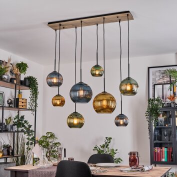 Koyoto hanging light, globe light, pendant light Ecru, black, 8-light sources