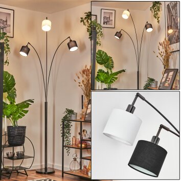 Bassagoda floor lamp chrome, black, 3-light sources