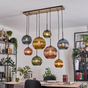 Koyoto hanging light, globe light, pendant light Ecru, black, 8-light sources