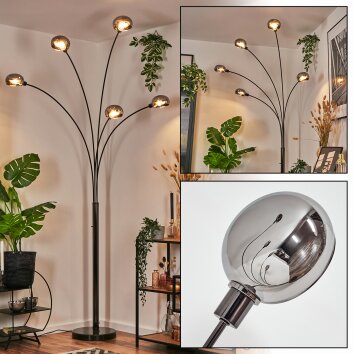 Nikkala floor lamp chrome, black, 5-light sources