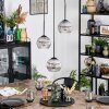 Koyoto hanging light, globe light, Cluster pendant lamp 30 cm clear, Smoke-coloured, 3-light sources