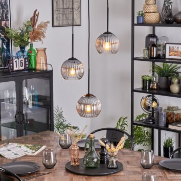 Koyoto hanging light, globe light, Cluster pendant lamp 30 cm clear, Smoke-coloured, 3-light sources