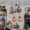 Gastor hanging light, globe light, pendant light Amber, clear, Smoke-coloured, 8-light sources