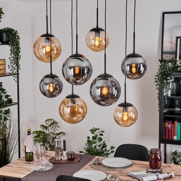 Gastor hanging light, globe light, pendant light Amber, Smoke-coloured, 8-light sources