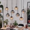 Gastor hanging light, globe light, pendant light Amber, clear, Smoke-coloured, 8-light sources