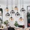Gastor hanging light, globe light, pendant light Amber, clear, Smoke-coloured, 8-light sources