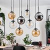 Gastor hanging light, globe light, pendant light Amber, clear, Smoke-coloured, 8-light sources