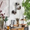 Koyoto globe light, wall light chrome, Smoke-coloured, 3-light sources