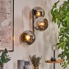 Koyoto globe light, wall light chrome, Smoke-coloured, 3-light sources