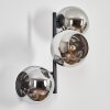 Koyoto globe light, wall light chrome, Smoke-coloured, 3-light sources