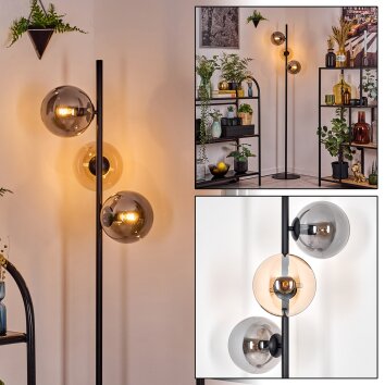 Gastor floor lamp 34 cm Amber, Smoke-coloured, 3-light sources