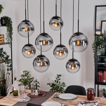 Gastor hanging light, globe light, pendant light clear, Smoke-coloured, 8-light sources