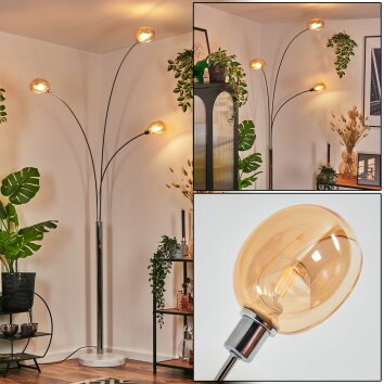 Nikkala floor lamp chrome, white, 3-light sources