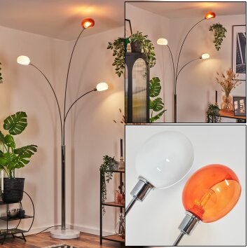Nikkala floor lamp chrome, white, 3-light sources