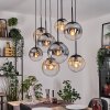 Gastor hanging light, globe light, pendant light Amber, clear, Smoke-coloured, 8-light sources