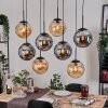 Gastor hanging light, globe light, pendant light Amber, Smoke-coloured, 8-light sources