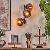 Koyoto globe light, wall light clear, coppery, 3-light sources