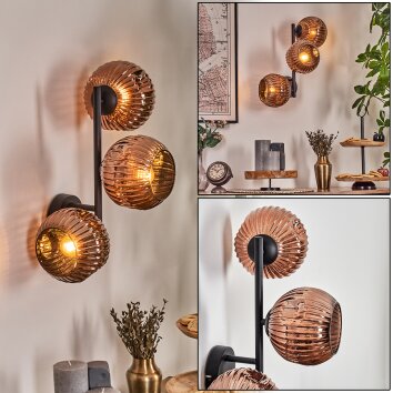 Ripoll globe light, wall light coppery, 3-light sources