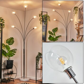 Nikkala floor lamp chrome, white, 5-light sources