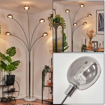 Nikkala floor lamp chrome, white, 5-light sources