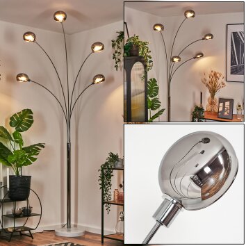 Nikkala floor lamp chrome, white, 5-light sources