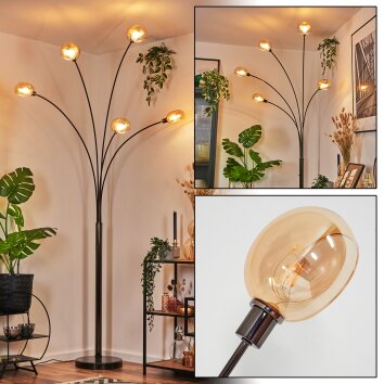 Nikkala floor lamp chrome, black, 5-light sources