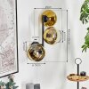 Koyoto globe light, wall light gold, clear, 3-light sources