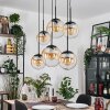 Gastor hanging light, globe light, pendant light Amber, clear, 6-light sources