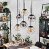 Gastor hanging light, globe light, pendant light Amber, clear, Smoke-coloured, 6-light sources