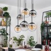 Gastor hanging light, globe light, pendant light Amber, clear, Smoke-coloured, 6-light sources