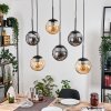 Gastor hanging light, globe light, pendant light Amber, Smoke-coloured, 6-light sources