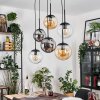 Gastor hanging light, globe light, pendant light Amber, clear, Smoke-coloured, 6-light sources