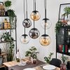 Gastor hanging light, globe light, pendant light Amber, clear, Smoke-coloured, 6-light sources