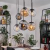 Gastor hanging light, globe light, pendant light Amber, clear, Smoke-coloured, 6-light sources