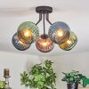 Koyoto ceiling light, globe light 52 cm blue, green, coppery, 5-light sources