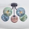 Koyoto ceiling light, globe light 52 cm blue, green, coppery, 5-light sources