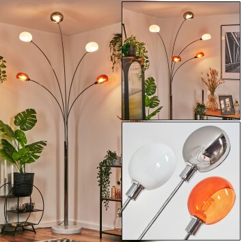 Nikkala floor lamp chrome, white, 5-light sources