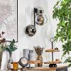 Koyoto globe light, wall light chrome, clear, Smoke-coloured, 3-light sources