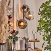 Koyoto globe light, wall light chrome, clear, Smoke-coloured, 3-light sources