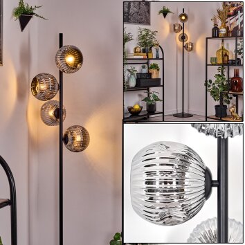 Ripoll floor lamp chrome, Smoke-coloured, 4-light sources
