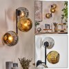 Ripoll globe light, wall light chrome, gold, Smoke-coloured, 3-light sources