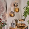 Ripoll globe light, wall light chrome, gold, Smoke-coloured, 3-light sources