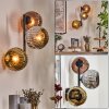 Ripoll globe light, wall light chrome, gold, coppery, Smoke-coloured, 3-light sources
