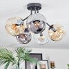 Ripoll ceiling light, globe light Amber, clear, Smoke-coloured, 5-light sources