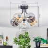 Ripoll ceiling light, globe light Amber, clear, Smoke-coloured, 5-light sources