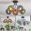 Ripoll ceiling light, globe light blue, green, coppery, 5-light sources
