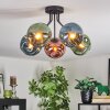 Ripoll ceiling light, globe light blue, green, coppery, 5-light sources