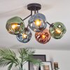 Ripoll ceiling light, globe light blue, green, coppery, 5-light sources